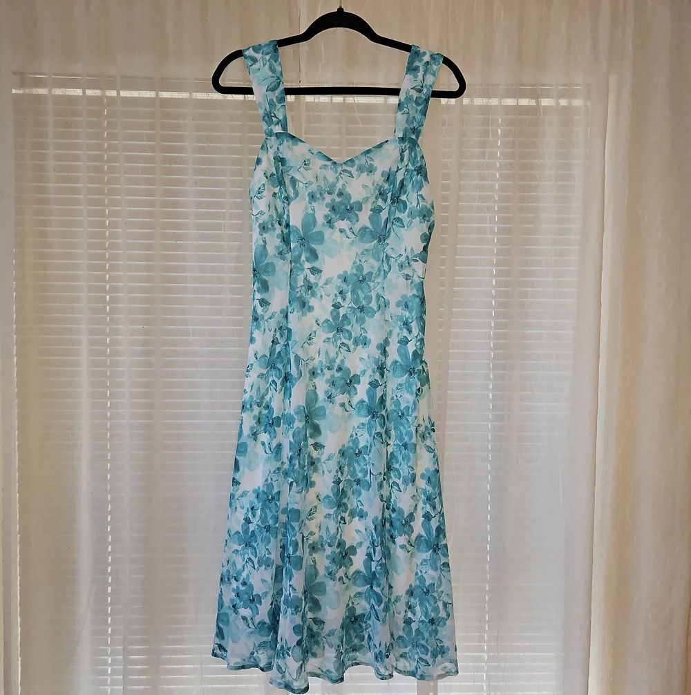 Connected Apparel Teal Floral Midi Dress